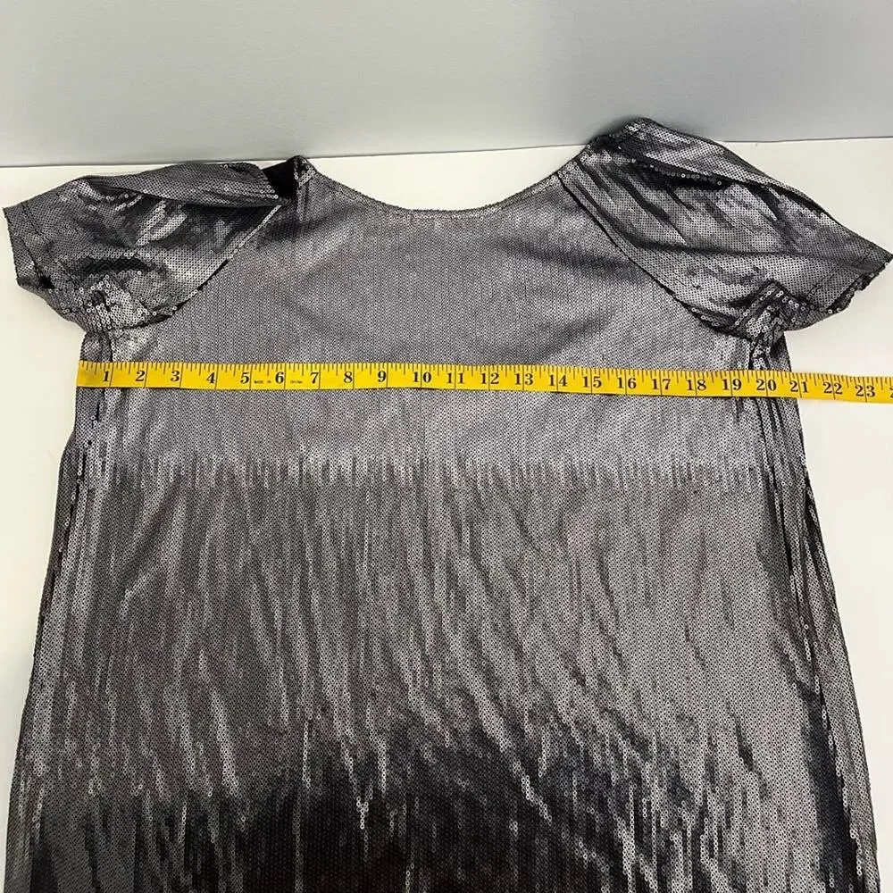 Free People Gunmetal Backless Short Sleeve Sequin Mini Dress - Picture 10 of 12